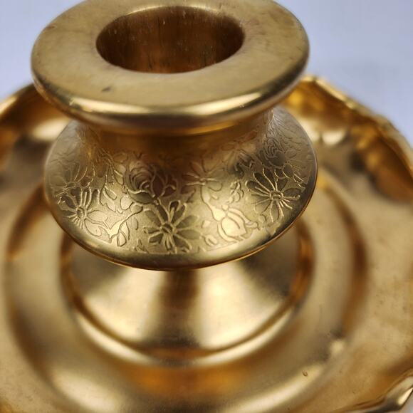 Pickard China 1930's Rose & Daisy Gold Guilded Encrusted Fluted Candle Holders - Picture 6 of 6